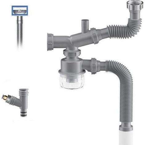 Kit vidange broyeur déchets, siphon P 1 1/2", anti-odeur (1/4)