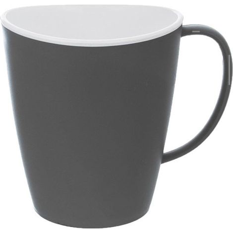 Tasse de voyage en plastique - ORION - 380 ml - Gris mat - Intérieur blanc brillant - Légère - Résistante aux dommages (1/3)
