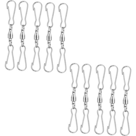 Lot de 20 Crochets Pivotants en Acier Inoxydable Argenté Rotation 360°, Étanches, Double Pince, pour Lanternes et Drapeaux