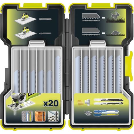 RYOBI Coffret de 20 lames scie sauteuse One+ panachées bois et métal 75-100mm RAK20JB