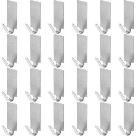 24 selbstklebende Edelstahlhaken, Wandhaken, Handtuchhalter aus Edelstahl, für Küche, Bad und Balkon (1/4)