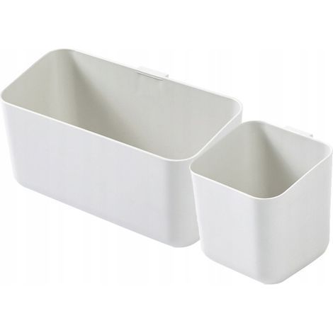 2 Paniers Rangement Suspendus Salle Bain Blanc ABS (1/4)