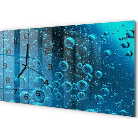 Grande Horloge Murale 60x30 cm Design Panoramique Verre Silencieux pour Salon Bulles sous l'eau (1/5)