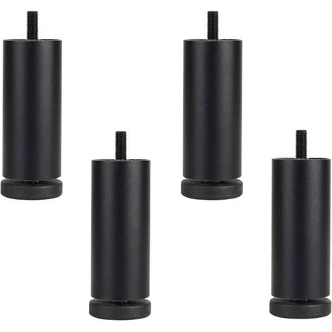 Lot de 4 Pieds de canapé en Alliage d\'aluminium - Réglables de Hauteur - Pieds de Rechange d\'armoire - Pieds filetés M8 - Noir
