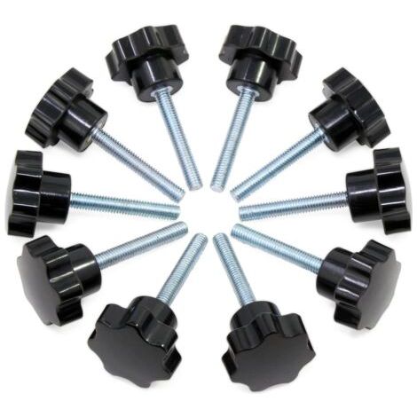 Pair - 10PCS M6x40 Boutons étoiles, bouton moleté à filetage femelle, poignée en plastique noir boutons de serrage pour équipement mécanique-JUSCH (1/4)