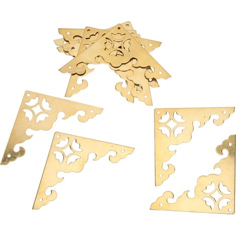10 Pièces Cornières de Protection en Bois Antique, Motif Creux 8x5,5cm, Décoration pour Valise Vintage et Projets DIY (1/5)