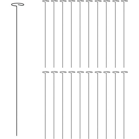 Lote de 20 estacas para plantas de jardín 61 x 6 cm de acero verde oscuro soporte duradero y robusto 020046619 (1/4)