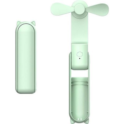 Mini ventilateur - Ventilateur portable - Ventilateur USB - Pliable - Trois vitesses - Pales souples dissimulées - Orientable à 270° - Vert-AquaForge (1/4)