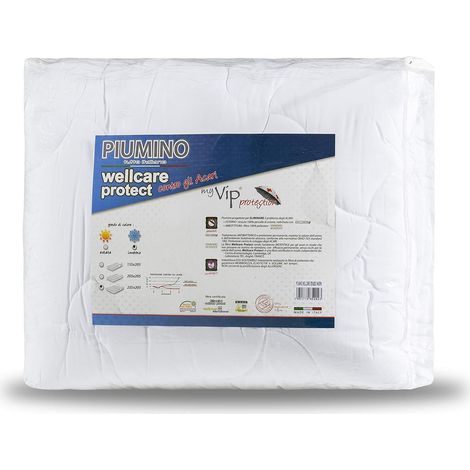 Couette d'hiver matelassée Anti-acariens, Rembourrage avec Fibre Douce cardée (Blanc 250 x 200 cm) pour lit Double, fabriquée en Italie (1/4)