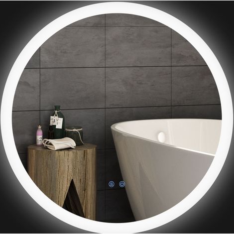 Badspiegel mit Beleuchtung Ø70 cm, 3 Lichtfarben, IP44, Touch-Schalter, Anti-Beschlag OKMYHOME (1/5)