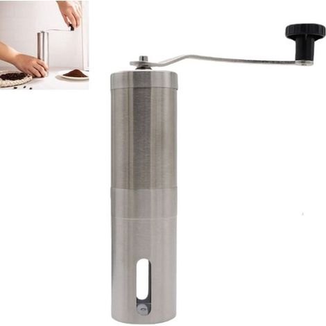 Stück – Manuelle Kaffeemühle aus Edelstahl – Keramikmörser – Geeignet für Filterkaffee und Espresso – 17,5 x 4,8 x 4,8 cm – Silber