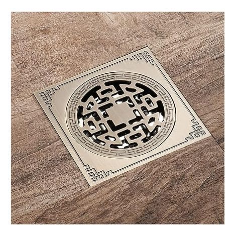 QAZQA Drain de Douche Carre, Laiton Drainage de Douche 10x10 Caniveau de Douche Salle de Bains Anti-Odeur Drain de Douche Antique