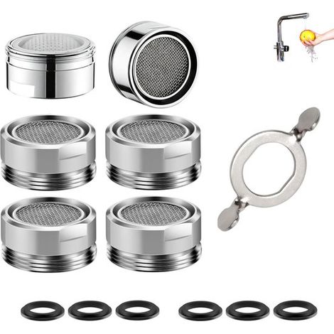 Juego de 6 aireadores para grifo, Aireador para grifo, Conector para grifo, Cabezales para grifo, Incluye 6 anillos y una llave, M24 (1/5)