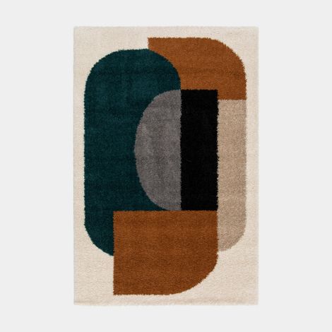 Tapis style berbère - Terre ancestrale - Bleu canard, camel - 200 x 290 cm (1/5)
