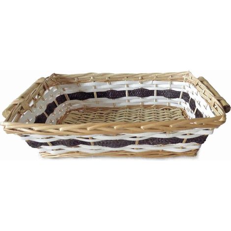 Cesto da confezionamento rettangolare in vimini bianco, 54/51x38x13 cm (kit da 3)