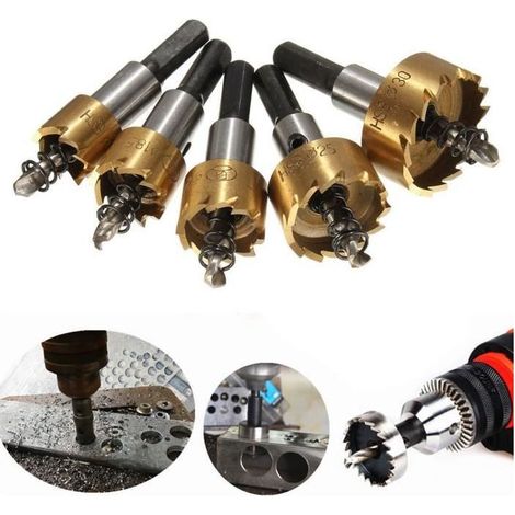 5pcs Kit 16-30MM HSS Forets Scie Cloche Trou Fraise Perceuse Cobalt 6542 Haute Vitesse Acier Metal Bois Alliage (1/4)