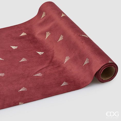 EDG Enzo De Gasperi Rotolo Tessuto Stampa Pino Natale H 35 Cm L 200 Cm Burgundy (1/2)