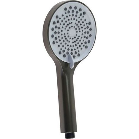TRADE SHOP - Doccetta Soffione Doccia Regolabile Multigetto 25x12cm 87134 Tondo Bagno Nero Grigio - (1/2)