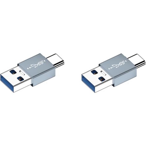 Lot de 2 adaptateurs OTG Type-C mâle vers USB-A mâle en alliage d'aluminium (1/3)