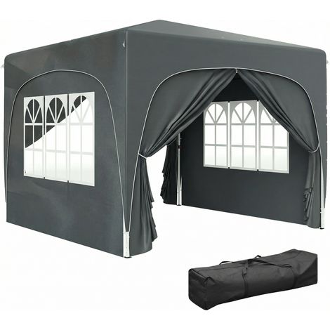 Pop-Up Metal Gazebo 3 x 3 m for Garden Dark Grey (1/5)