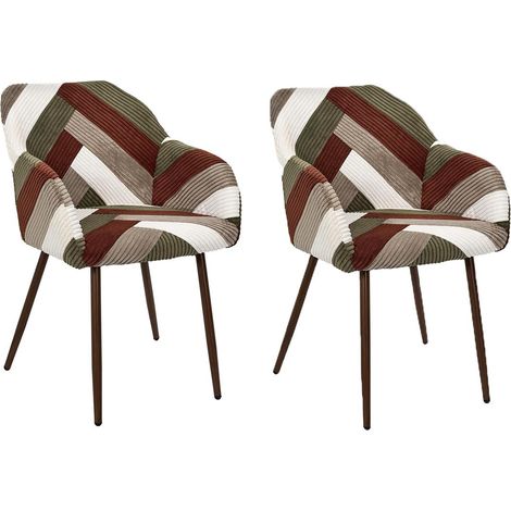 Lot de 2 Fauteuils Côtelé "Scott" 82cm Multicolore