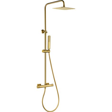 Conjunto ducha termostático Firenze oro cepillado [ IMEX® ]