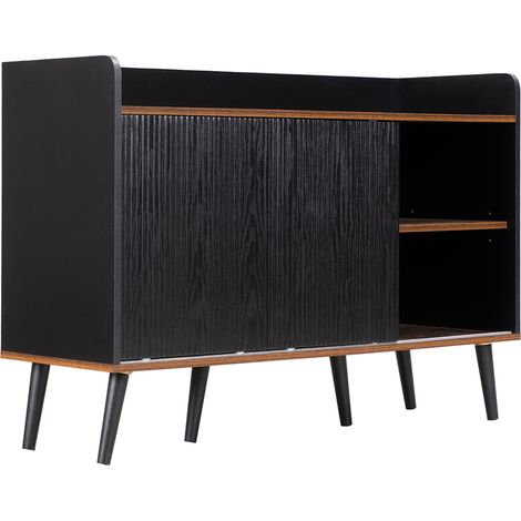 Credenza con 2 ante scorrevoli e 3 cassetti nera e legno 117,5x40x80 cm HOMVRA (1/5)
