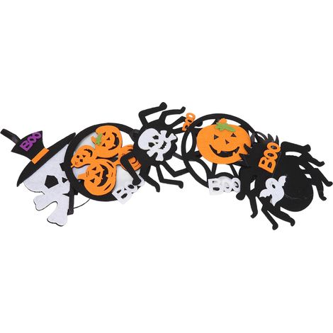 Décoration murale/de porte en tissu non tissé, citrouille fantôme et araignée, 98 cm (38,6 po), pour Halloween (1/5)