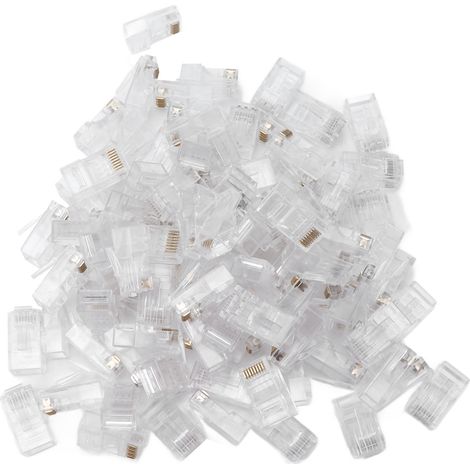 100 connecteurs RJ45 Cat6 pour câble réseau, prises terminales pour ordinateurs, hubs et routeurs - Lot de 100 pièces (1/5)
