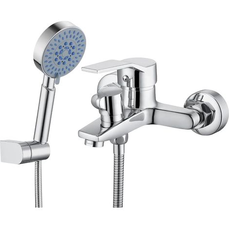 Badewannenarmatur, verstellbare Sprühdüse, umweltfreundliches Design, silber (1/2)
