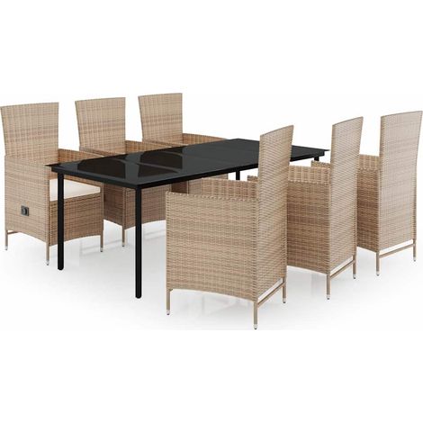 Maison Exclusive - Set da Pranzo da Giardino 7 pz con Cuscini Beige (1/5)