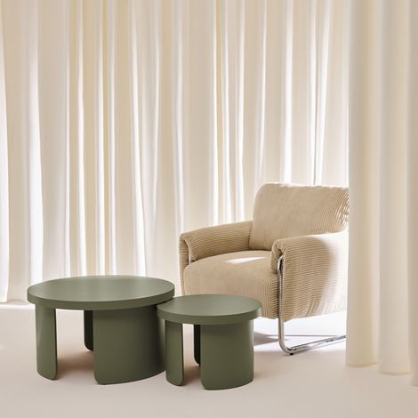 Set de 2 tables basses gigognes rondes kaki - Luma