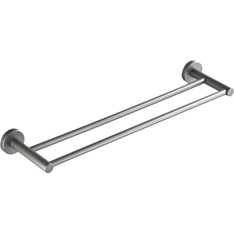 Porte-serviettes mural double, design minimaliste pour salle de bain et cuisine, gris (1/5)