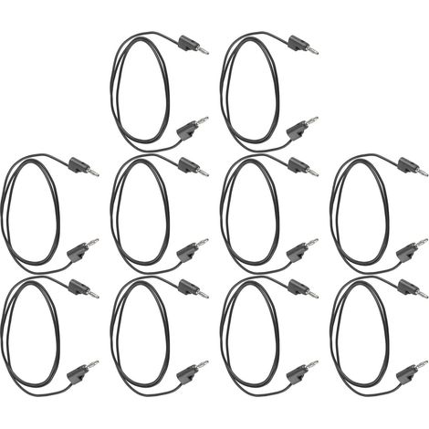 10er-Set Bananenstecker-Prüfleitungen, Stecker auf Stecker, Messingkern, elektrische Prüfleitungen J.70006, 4 mm, schwarz (1/5)