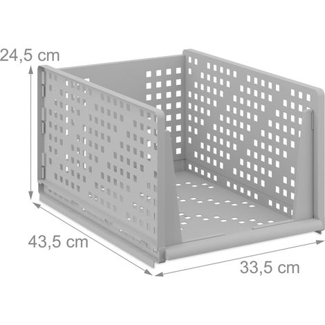 Lote de 3 cajas de almacenamiento apilables prácticas para ropa baño 13 x 33,5 x 43,5 cm de plástico blanco 130016314