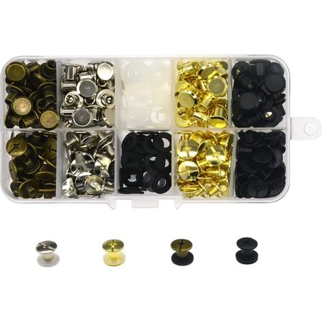 Lot de 120 vis de fixation Chicago - Rivet Chicago - Réparation en métal - Pour sacs, artisanat, col, vaisselle, bagages, porte-monnaie, laisse pour chien, sac à dos, ceinture (mélange de couleurs)