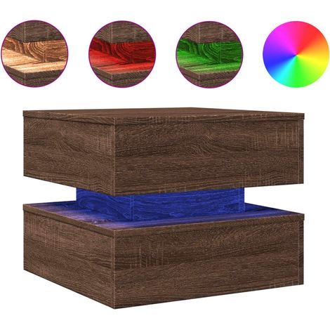 Maison Exclusive - Couchtisch mit LED-Leuchten Braun Eichen-Optik