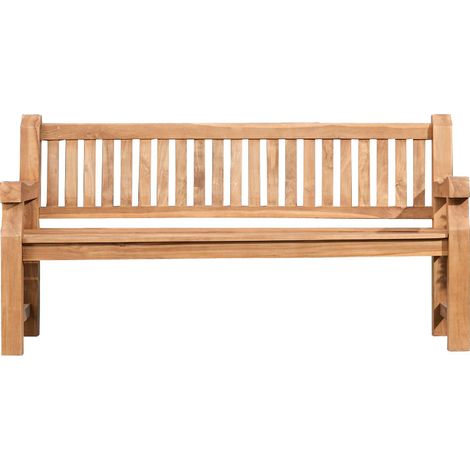 Banc de jardin dossier à lattes droites 120 cm en bois de teck avec accoudoirs 100007966