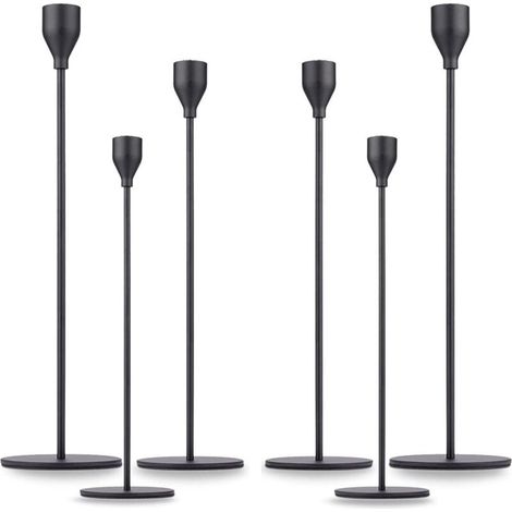 Bougeoir Noir mat Coniques 6 pcs Chandelier de Mariage Chandeliers Coniques pour la Maison pour Les Fêtes,Mariages,Dîners (1/5)