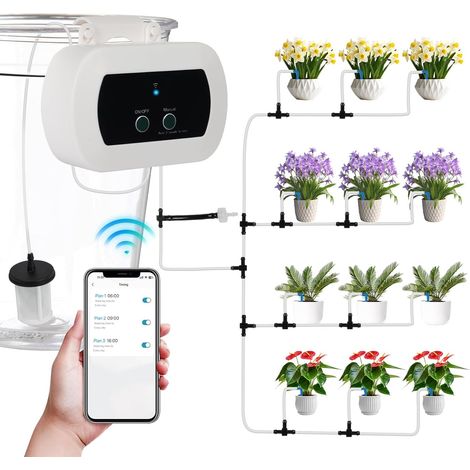 Système d'arrosage automatique WiFi, appareils d'arrosage à distance par application, kit de système d'irrigation goutte à goutte appareils d'arrosage de jardin (1/5)