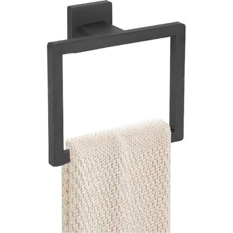 Toallero de aro - Toallero de acero inoxidable SUS 304 engrosado, toallero de baño, toallero de diseño moderno cuadrado, elegante toallero - negro mate