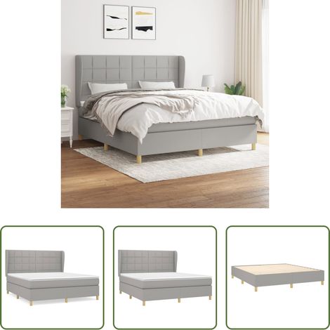 Matratze - Boxspringbett mit Matratze Hellgrau 180x200 cm Stoff (1/5)