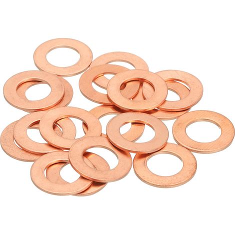 18Pcs Rondelle Métal Plate, M10 Rondelles Cuivre Joint, 10mm ID, 18mm OD, 1mm Épaisseur D'Étanchéité Écrasable Kit Assortiment Pour Boulons Vis Réparation (1/5)