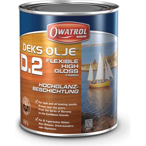 Owatrol – Vernis marine souple brillant DEKS OLJE D.2 – Protection bois dur et exotique – Application facile – Résistance UV et cloques – 2.5 litres