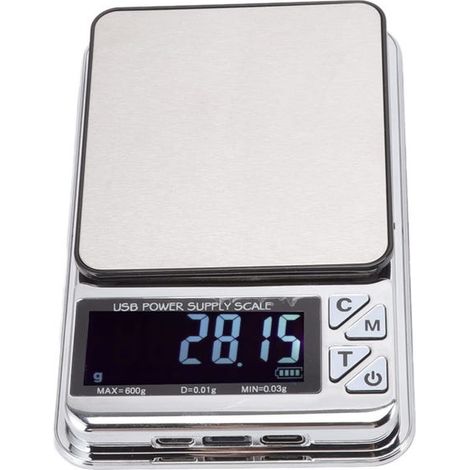 Bilancia da cucina digitale 600/0,01 g - Mini bilancia elettronica ad alta precisione per cucinare e per alimenti, impermeabile IPX6, ricarica USB (1/5)
