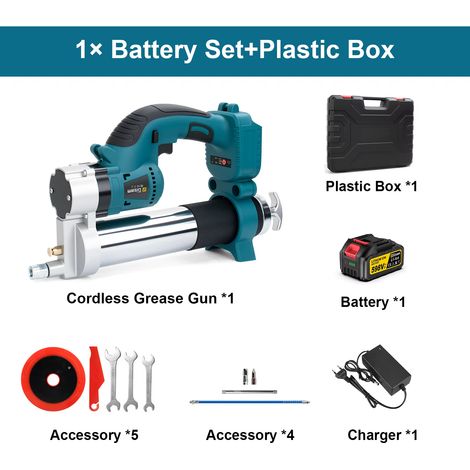Pistolet graisse HP – 10 000 PSI / 69 MPa – Sans balais – Lubrification auto – Makita 18V – 1 batterie offerte (1/5)