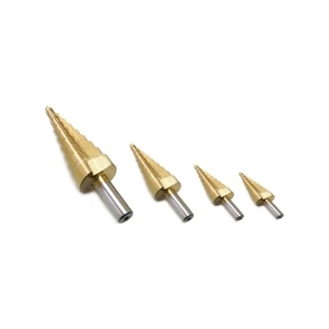 Frese/Punte coniche allargafori scalino/gradino set 4 pezzi 12 - 42 mm - Mod. C