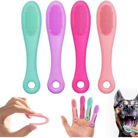 brosse à menton pour animaux de compagnie, 4 Pièces Brosse à dents pour doigt de chat, brosse à dents en silicone pour chiots, Brosse à récurer pour chat pour menton, pour chiots et chats-NANOTEH (1/5)