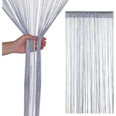 FENOPLASTICARideaux à pompons pailletés, adaptés aux séparations de pièces rideaux à pompons transparents, adaptés aux portes, fenêtres, décoration intérieure, événements, etc. 200 cm x 100 cm - Arg (1/4)