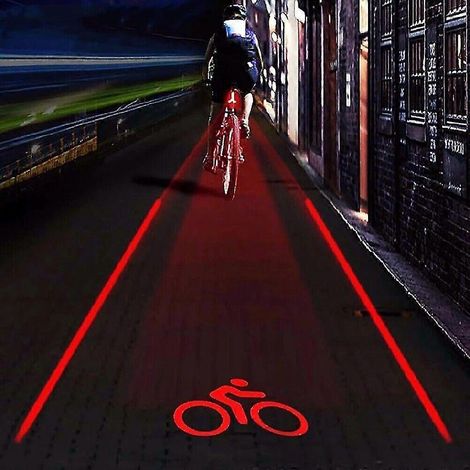 [RM] Feu arrière de vélo avec faisceau laser rouge de sécurité et 5 LED (1/5)